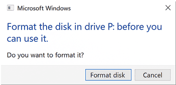 Windows message requesting to format the disk – Bot Data Recovery