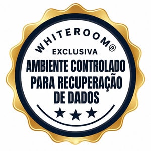 Selo WhiteRoom® exclusiva indicando ambiente controlado para recuperação de dados em laboratório especializado
